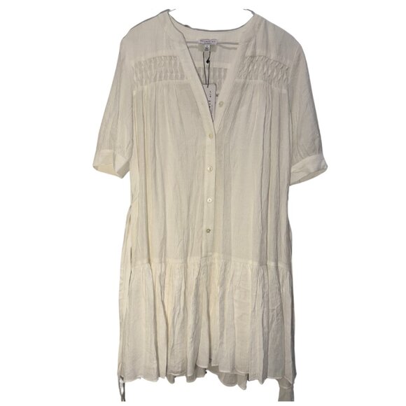 Current Air Short Sleeve Button Down Shirt Mini Dress White Size S NWT - Picture 2 of 9